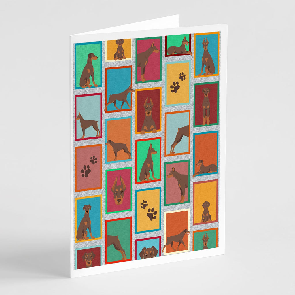 Lots of Red Doberman Pinscher Greeting Cards Pack of 8 Blank Cards with Envelopes Whimsical A7 Size 5x7