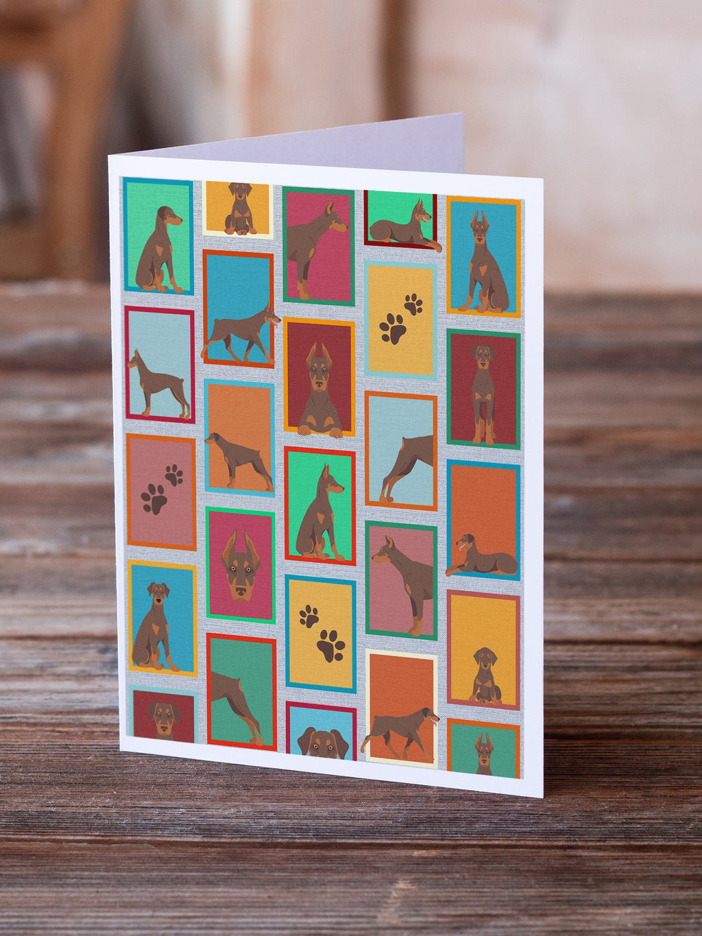 Lots of Red Doberman Pinscher Greeting Cards Pack of 8 Blank Cards with Envelopes Whimsical A7 Size 5x7