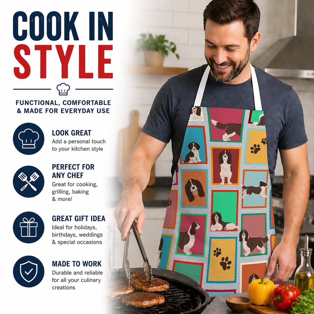 Lots of Liver English Springer Spaniel Apron Cooking Kitchen Server Baking Crafts Gardening for Adult Women Men, Unisex, Large, Multicolor