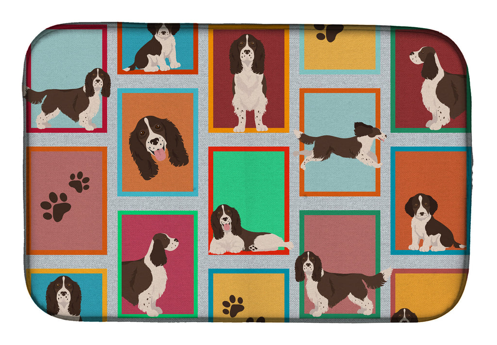 Lots of Liver English Springer Spaniel Dish Drying Mat Absorbent Dish Drying Mat Pad for Kitchen Counter Dish Drainer Mat for Countertop, 14 x 21", Multicolor