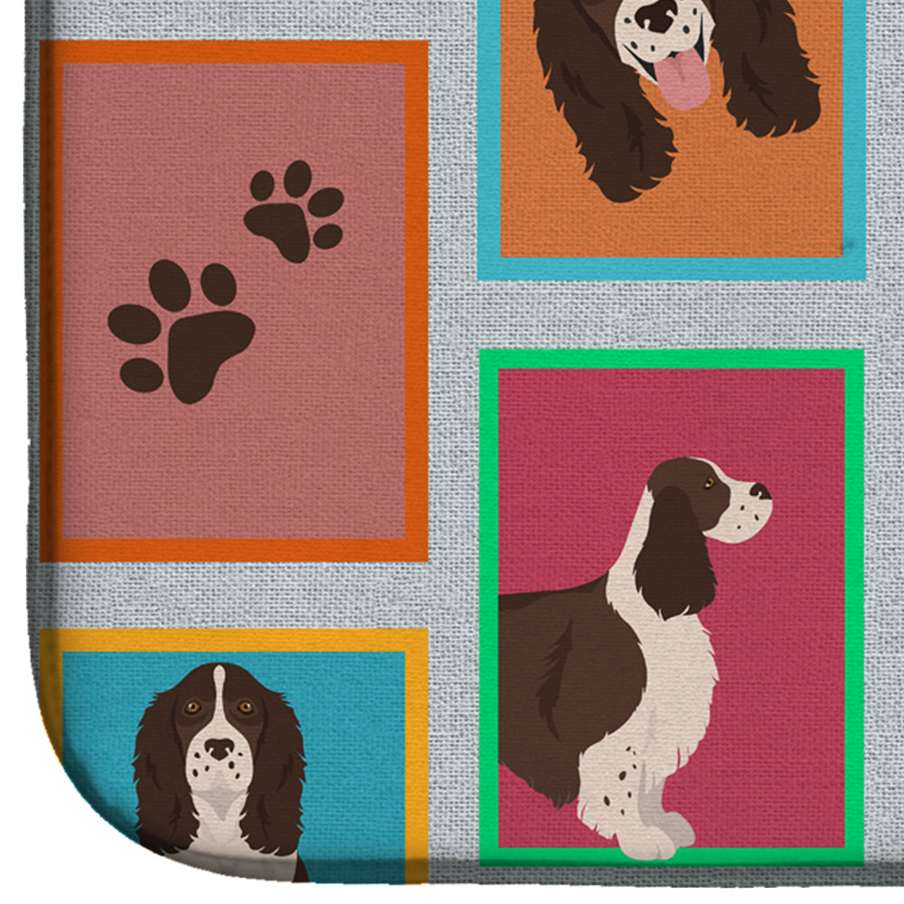 Lots of Liver English Springer Spaniel Dish Drying Mat Absorbent Dish Drying Mat Pad for Kitchen Counter Dish Drainer Mat for Countertop, 14 x 21", Multicolor
