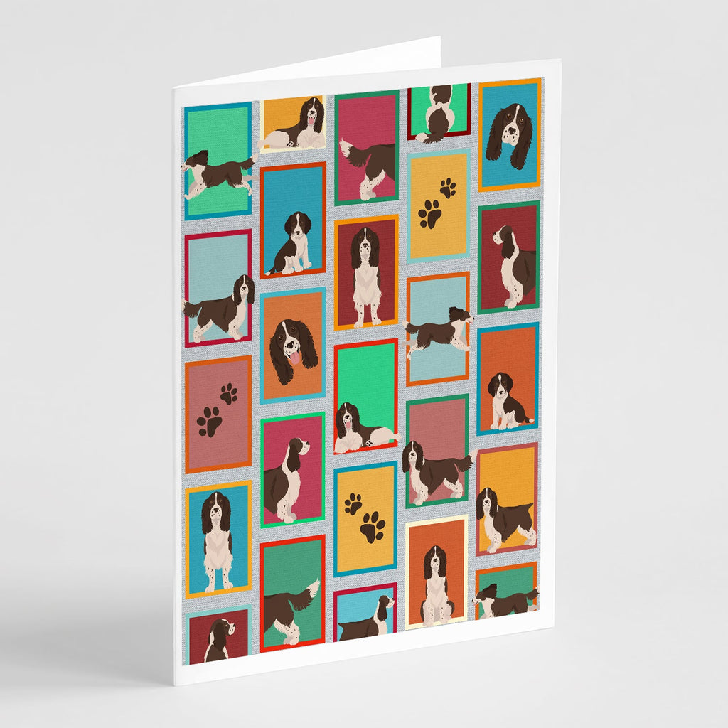 Lots of Liver English Springer Spaniel Greeting Cards Pack of 8 Blank Cards with Envelopes Whimsical A7 Size 5x7