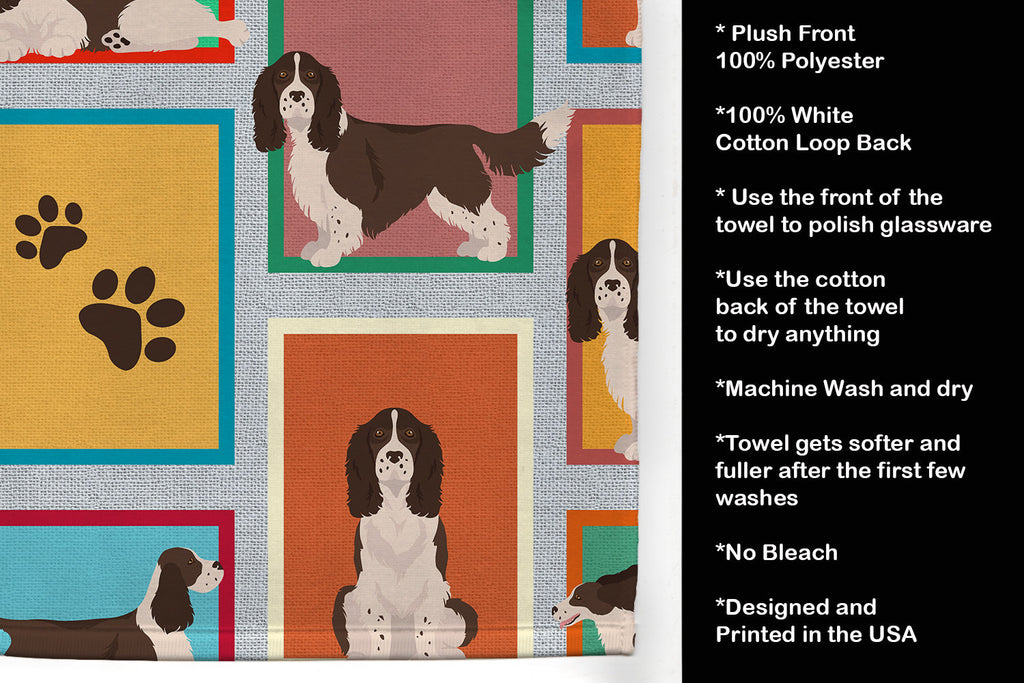 Lots of Liver English Springer Spaniel Kitchen Towel Velour Plush Front and Cotton Loop Back Machine Washable