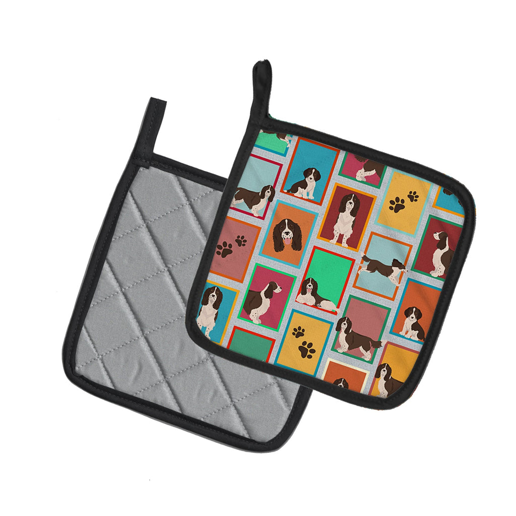 Lots of Liver English Springer Spaniel Pot Holder Set of 2 Heat Resistant Quilted Hot Pads 7.5 x 7.5 Inch, Insulated Kitchen Trivets for Cooking & Baking