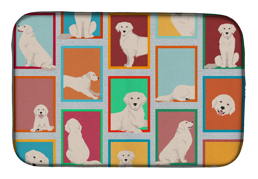 Lots of Cream Golden Retriever Dish Drying Mat Absorbent Dish Drying Mat Pad for Kitchen Counter Dish Drainer Mat for Countertop, 14 x 21", Multicolor