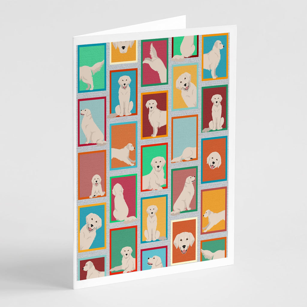 Lots of Cream Golden Retriever Greeting Cards Pack of 8 Blank Cards with Envelopes Whimsical A7 Size 5x7