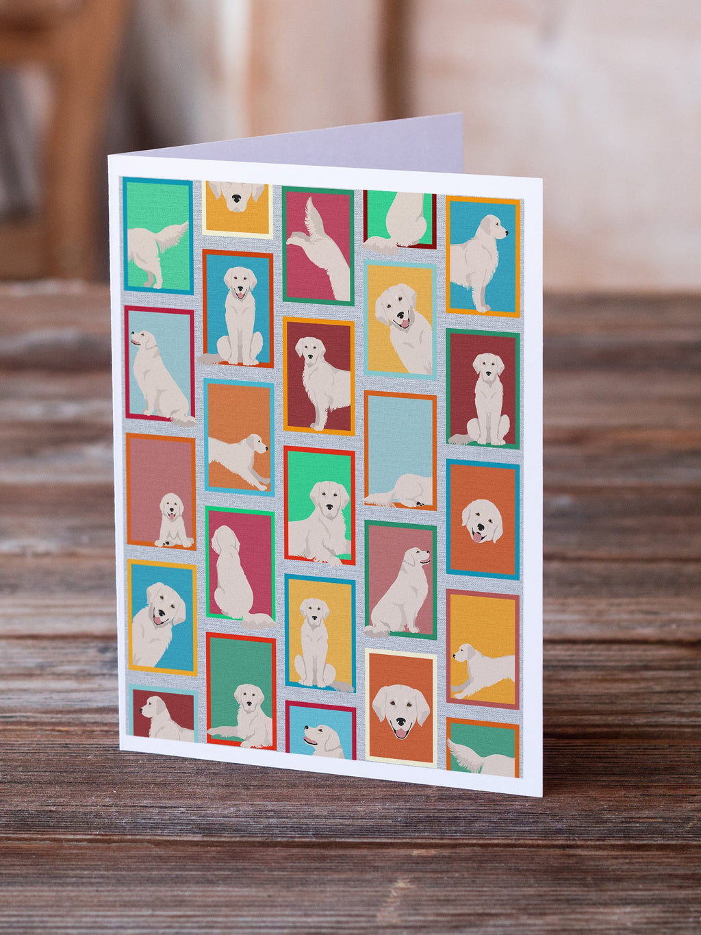 Lots of Cream Golden Retriever Greeting Cards Pack of 8 Blank Cards with Envelopes Whimsical A7 Size 5x7