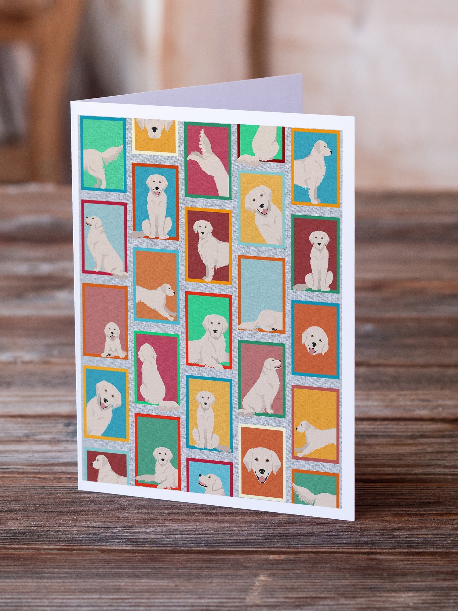 Lots of Cream Golden Retriever Greeting Cards Pack of 8 Blank Cards with Envelopes Whimsical A7 Size 5x7