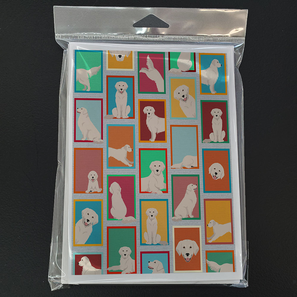Lots of Cream Golden Retriever Greeting Cards Pack of 8 Blank Cards with Envelopes Whimsical A7 Size 5x7