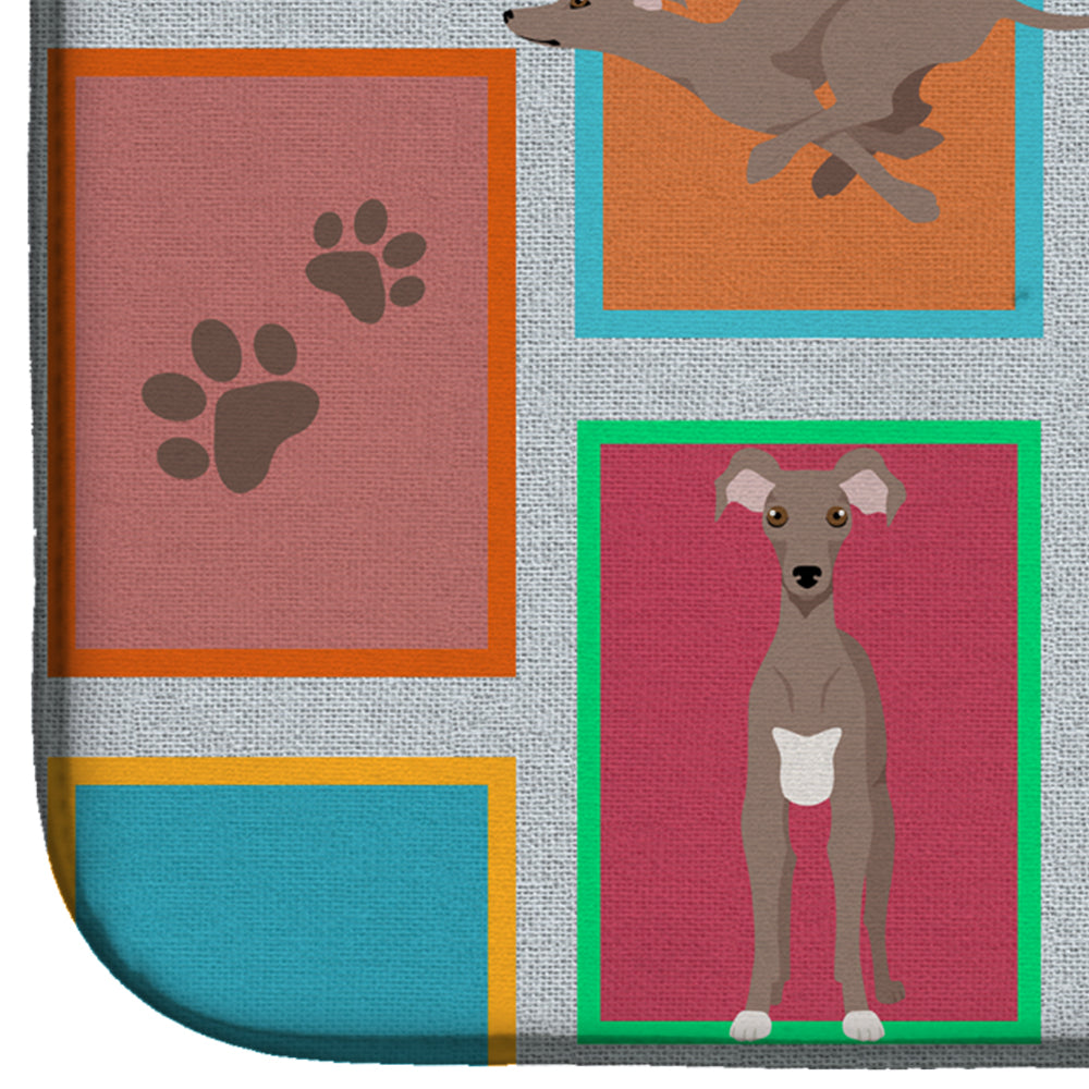 Lots of Fawn Italian Greyhound Dish Drying Mat Absorbent Dish Drying Mat Pad for Kitchen Counter Dish Drainer Mat for Countertop, 14 x 21", Multicolor
