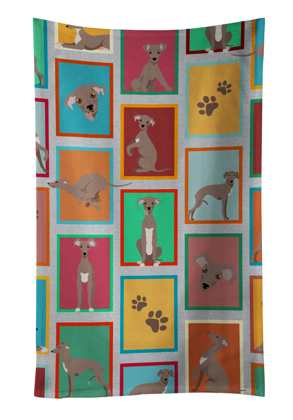 Lots of Fawn Italian Greyhound Kitchen Towel Velour Plush Front and Cotton Loop Back Machine Washable