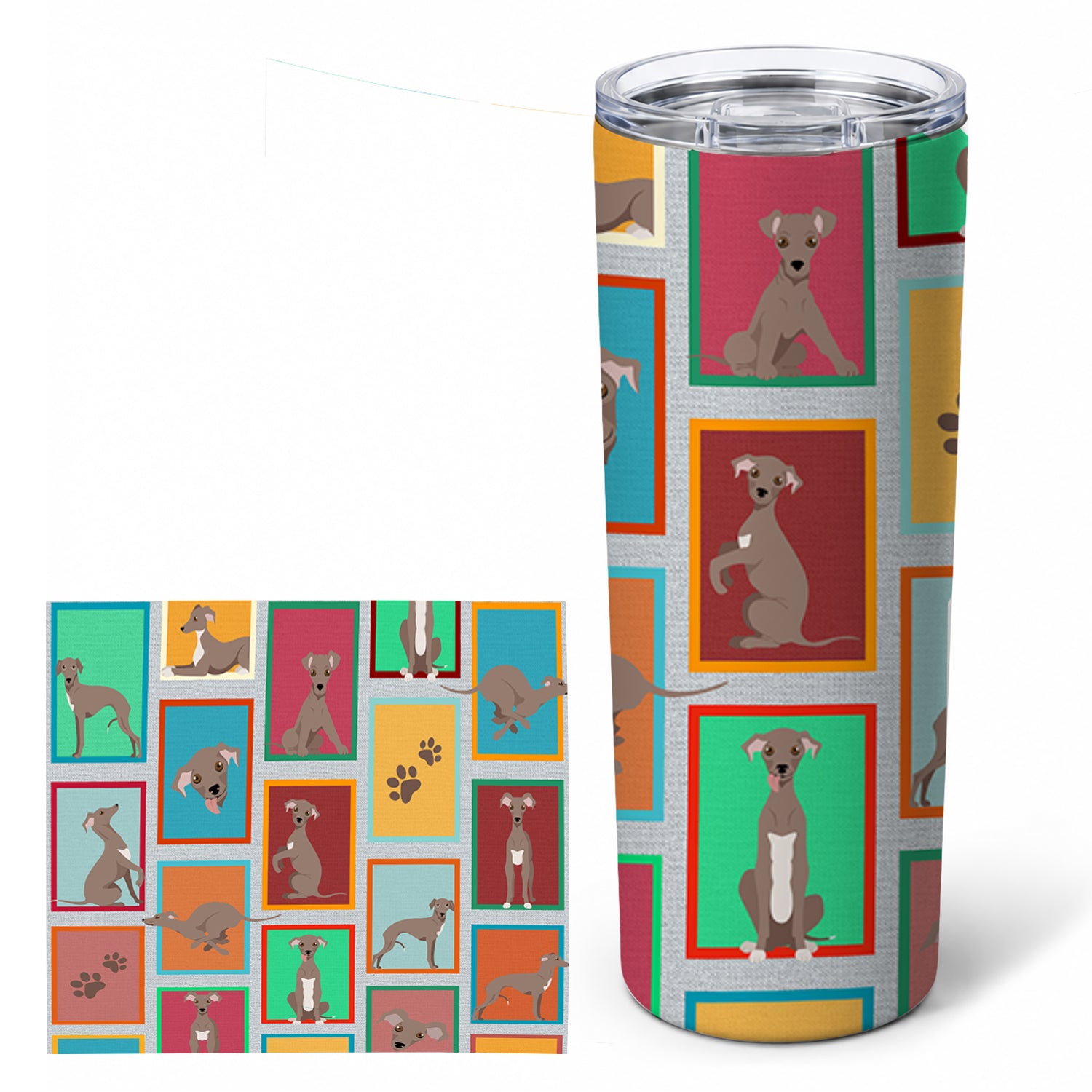Lots of Fawn Italian Greyhound Stainless Steel Skinny Tumbler 20 oz Vacuum Double Walled Reusable Insulated Travel Cup