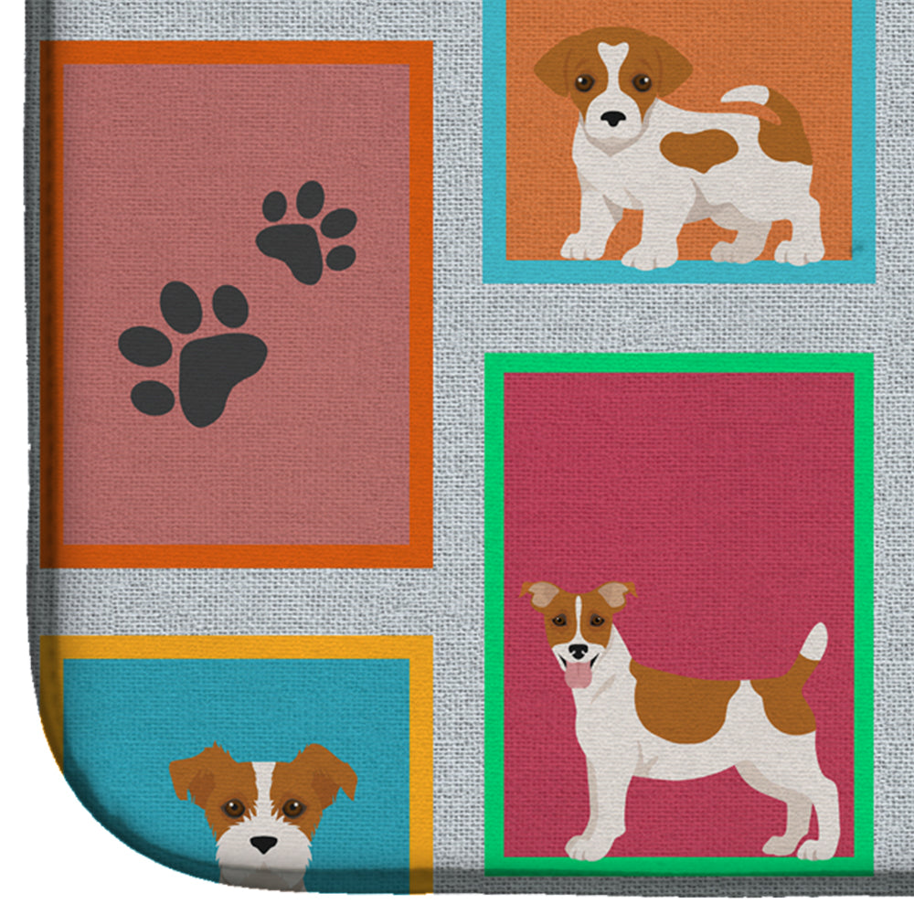 Lots of Red and White Jack Russell Terrier Dish Drying Mat Absorbent Dish Drying Mat Pad for Kitchen Counter Dish Drainer Mat for Countertop, 14 x 21", Multicolor