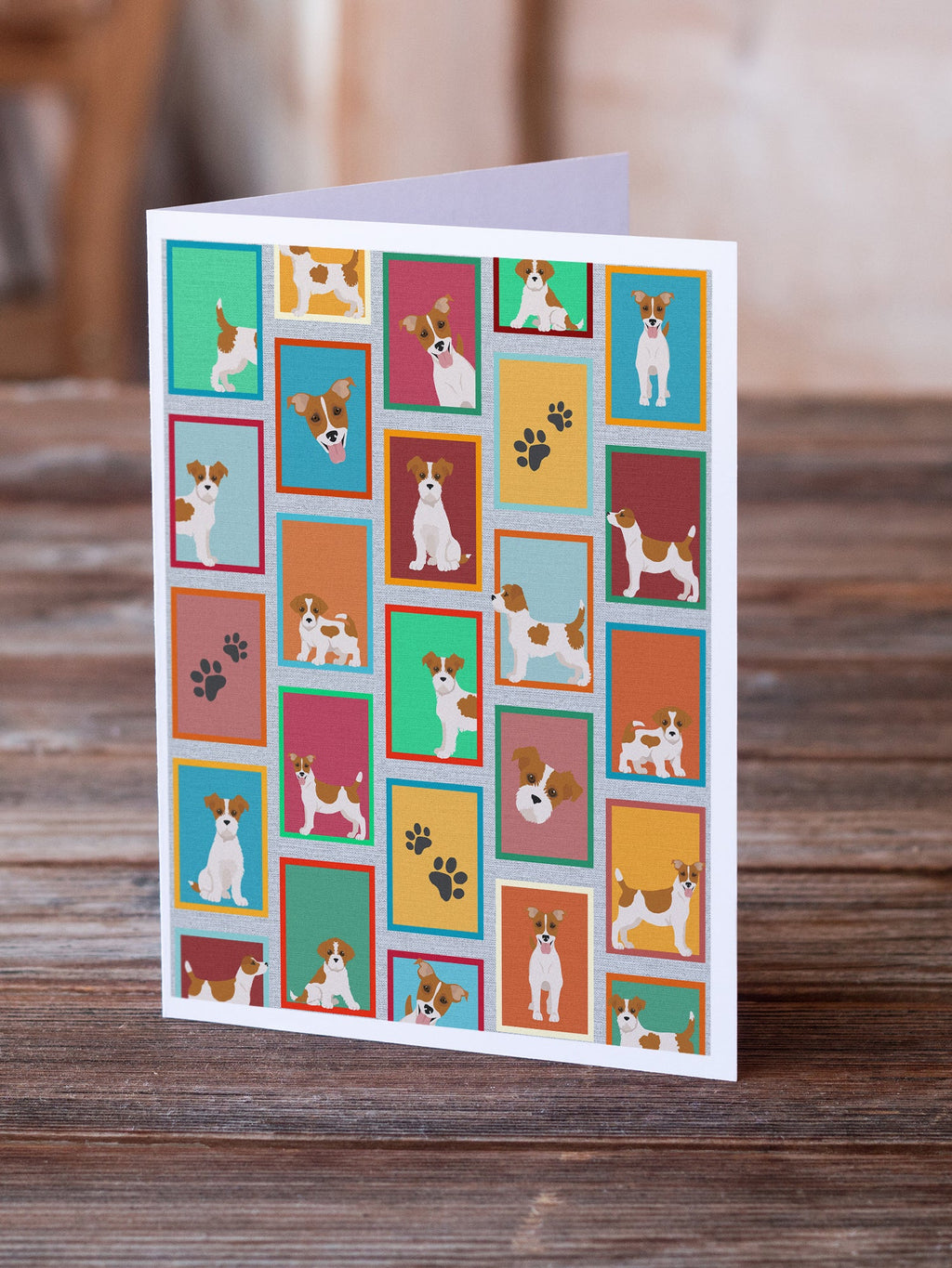 Lots of Red and White Jack Russell Terrier Greeting Cards Pack of 8 Blank Cards with Envelopes Whimsical A7 Size 5x7