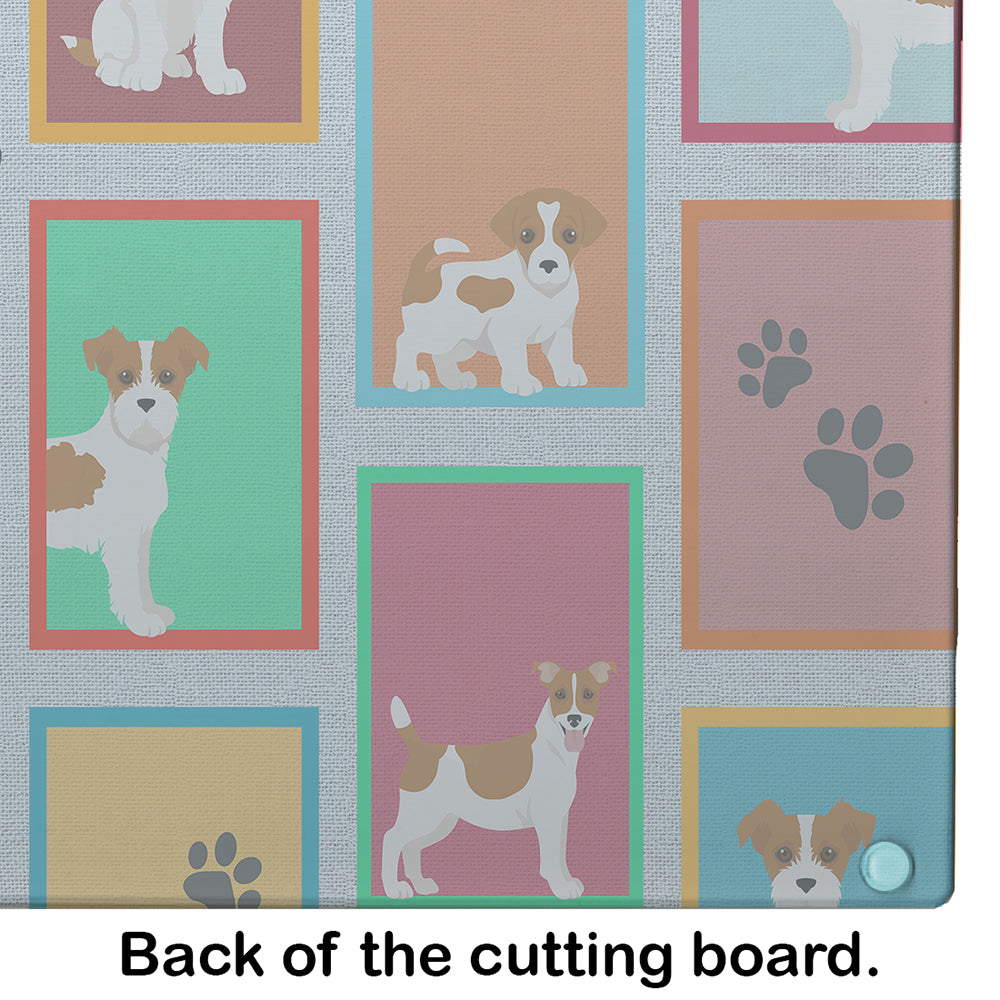Lots of Red and White Jack Russell Terrier Cutting Board Tempered Glass Kitchen Cutting Surface, Heat Resistant Chopping, Non-Slip Feet, Food Prep & Serving