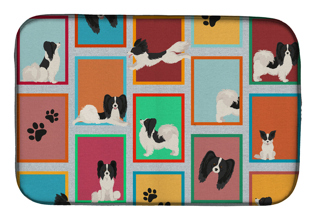 Lots of Black and Whtie Papillon Dish Drying Mat Absorbent Dish Drying Mat Pad for Kitchen Counter Dish Drainer Mat for Countertop, 14 x 21", Multicolor