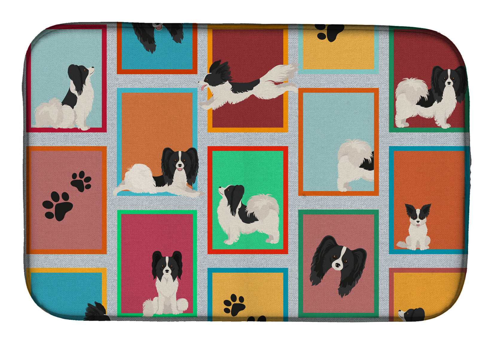 Lots of Black and Whtie Papillon Dish Drying Mat Absorbent Dish Drying Mat Pad for Kitchen Counter Dish Drainer Mat for Countertop, 14 x 21", Multicolor