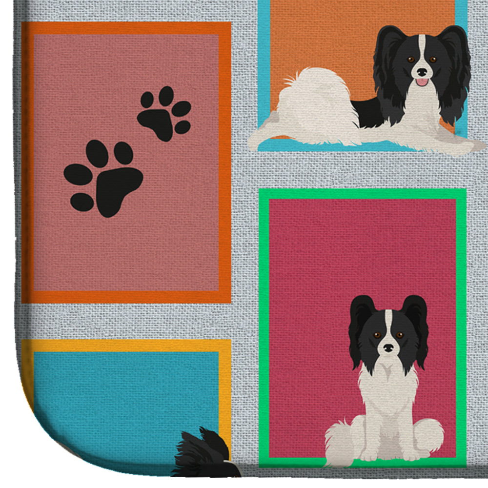 Lots of Black and Whtie Papillon Dish Drying Mat Absorbent Dish Drying Mat Pad for Kitchen Counter Dish Drainer Mat for Countertop, 14 x 21", Multicolor