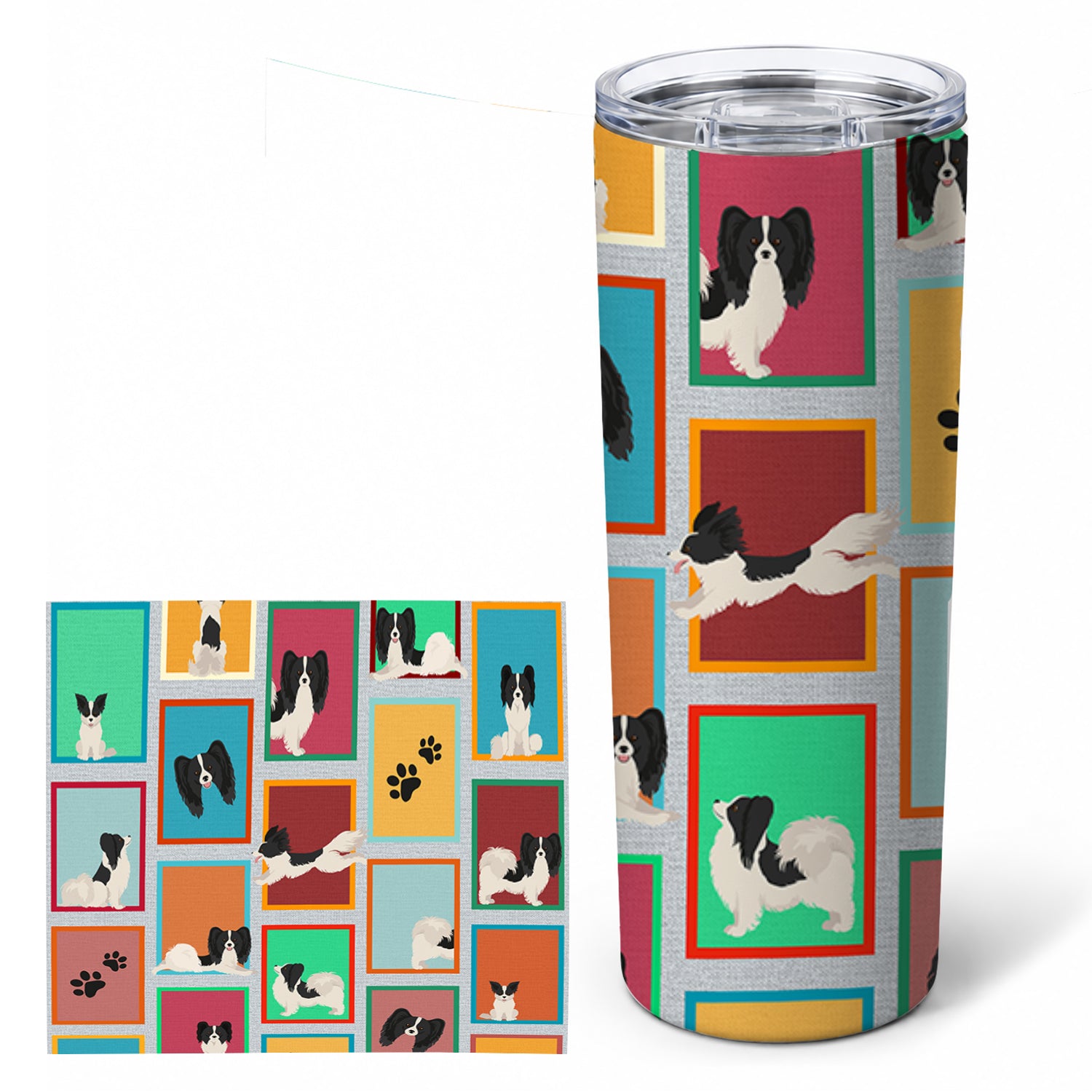Lots of Black and Whtie Papillon Stainless Steel Skinny Tumbler 20 oz Vacuum Double Walled Reusable Insulated Travel Cup