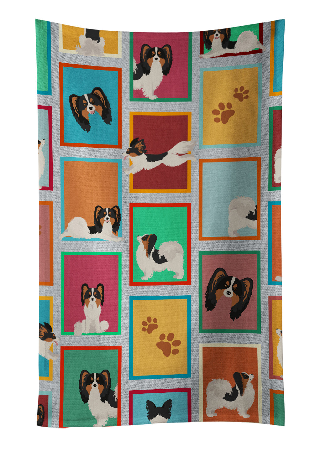 Lots of Tricolor Papillon Kitchen Towel Velour Plush Front and Cotton Loop Back Machine Washable