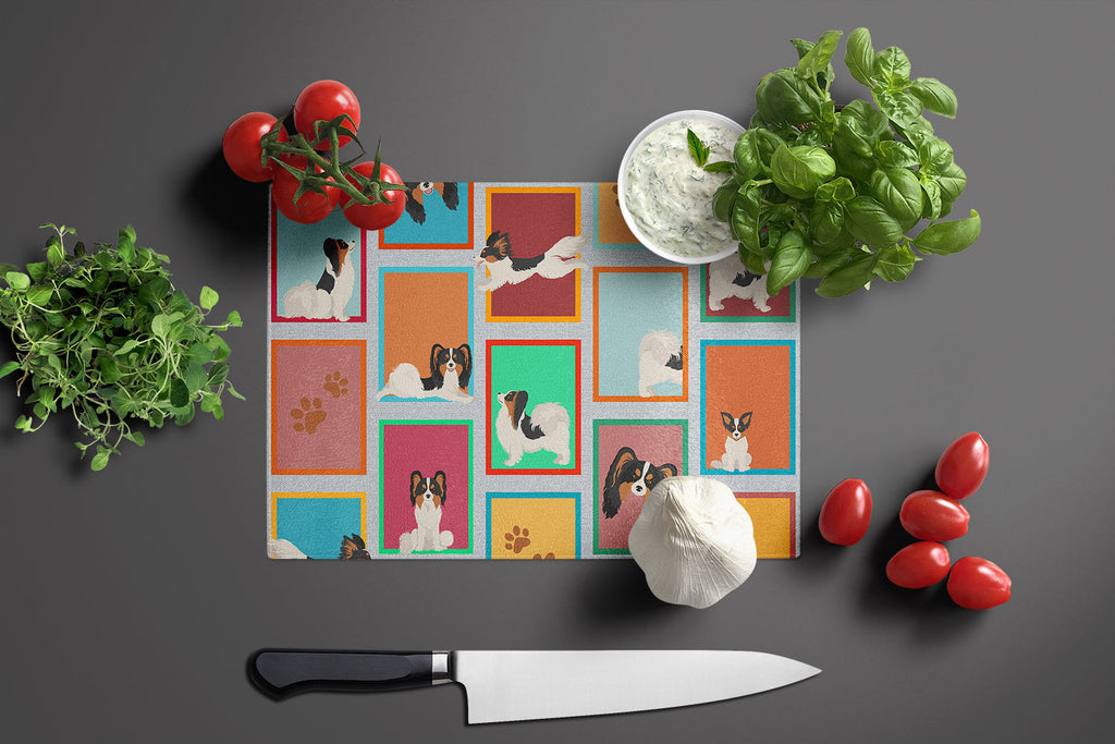 Lots of Tricolor Papillon Cutting Board Tempered Glass Kitchen Cutting Surface, Heat Resistant Chopping, Non-Slip Feet, Food Prep & Serving