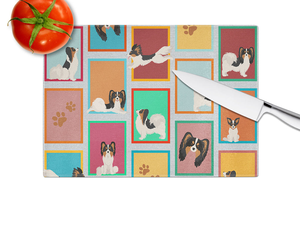 Lots of Tricolor Papillon Cutting Board Tempered Glass Kitchen Cutting Surface, Heat Resistant Chopping, Non-Slip Feet, Food Prep & Serving