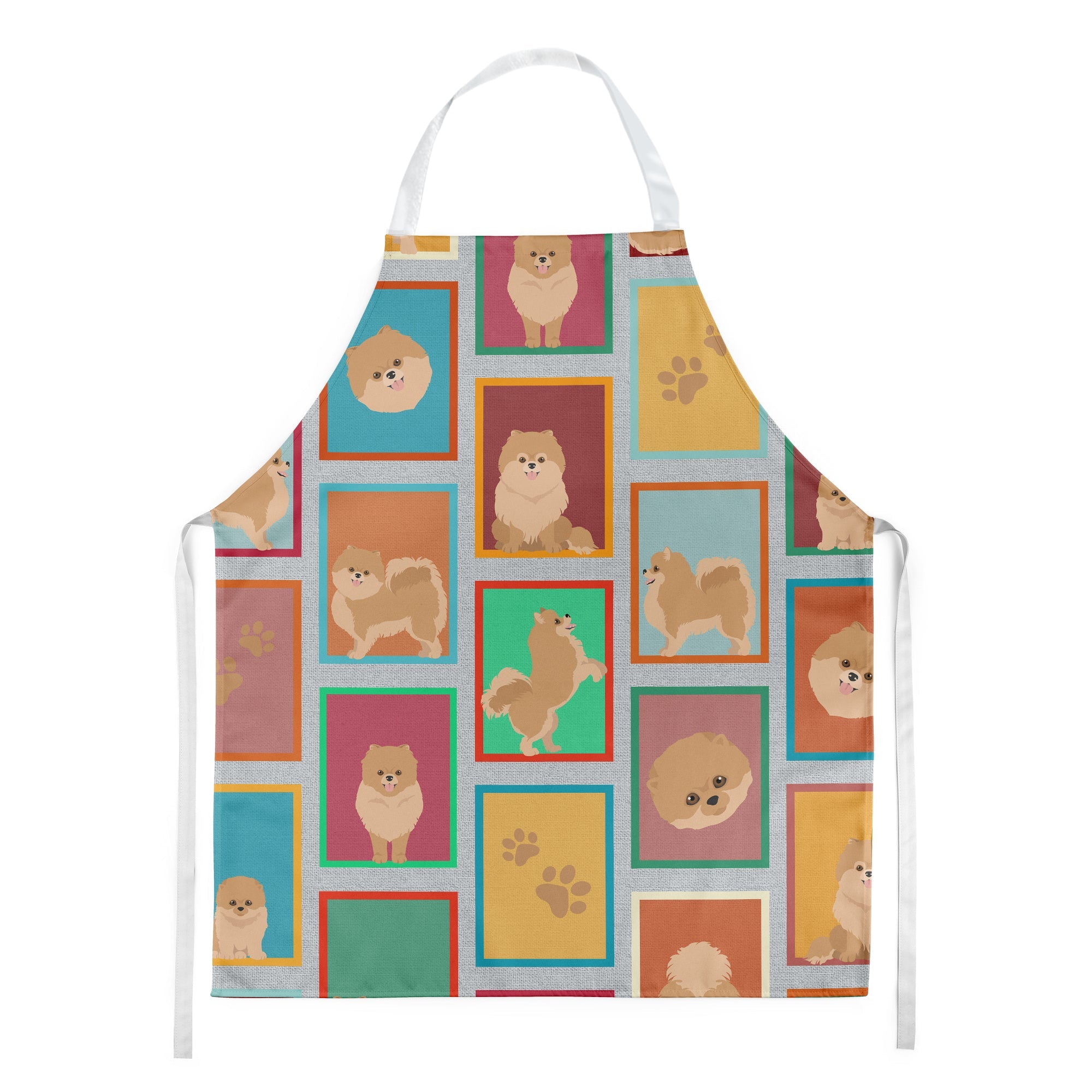 Lots of Orange Pomeranian Apron Cooking Kitchen Server Baking Crafts Gardening for Adult Women Men, Unisex, Large, Multicolor