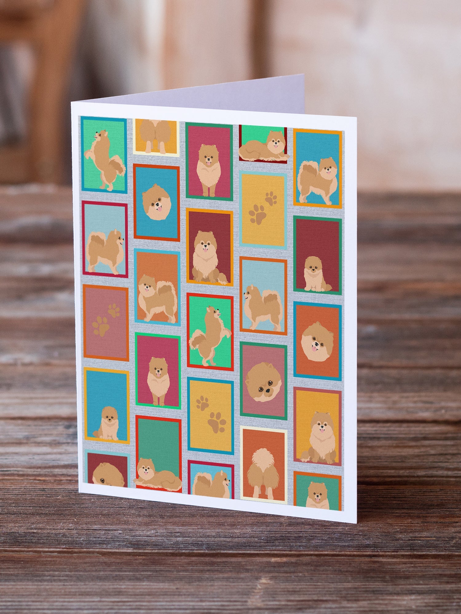 Lots of Orange Pomeranian Greeting Cards Pack of 8 Blank Cards with Envelopes Whimsical A7 Size 5x7