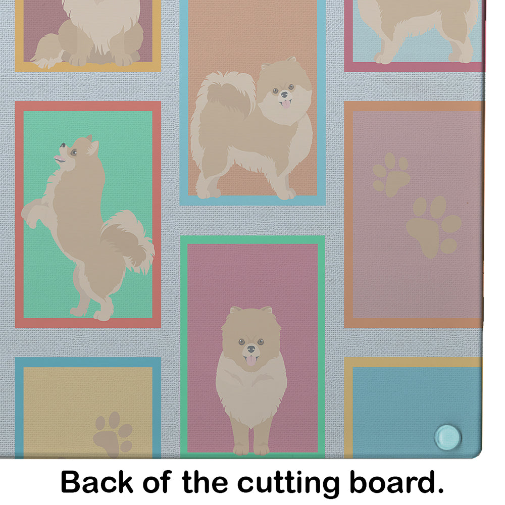 Lots of Orange Pomeranian Cutting Board Tempered Glass Kitchen Cutting Surface, Heat Resistant Chopping, Non-Slip Feet, Food Prep & Serving