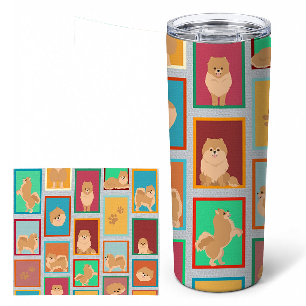 Lots of Orange Pomeranian Stainless Steel Skinny Tumbler 20 oz Vacuum Double Walled Reusable Insulated Travel Cup
