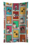 Lots of Blue Merle Sheltie Kitchen Towel Velour Plush Front and Cotton Loop Back Machine Washable