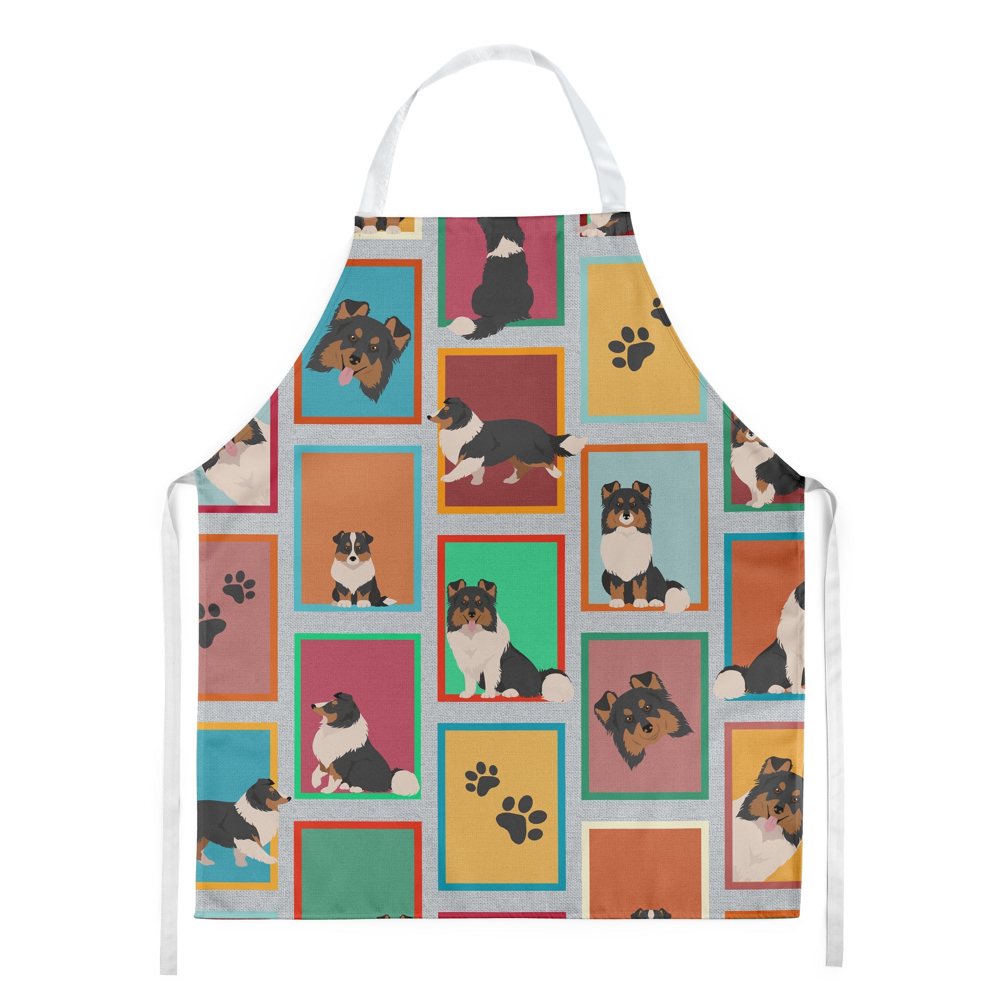 Lots of Tricolor Sheltie Apron Cooking Kitchen Server Baking Crafts Gardening for Adult Women Men, Unisex, Large, Multicolor