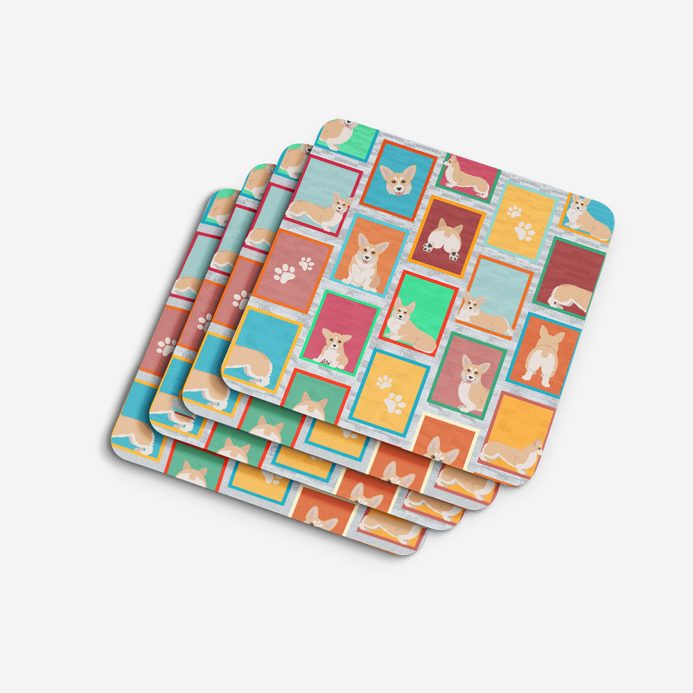 Lots of Fawn Pembroke Corgi Foam Coasters Set of 4 Cup Coasters for Indoor Outdoor, Tabletop Protection, Anti Slip, Mouse pad Material
