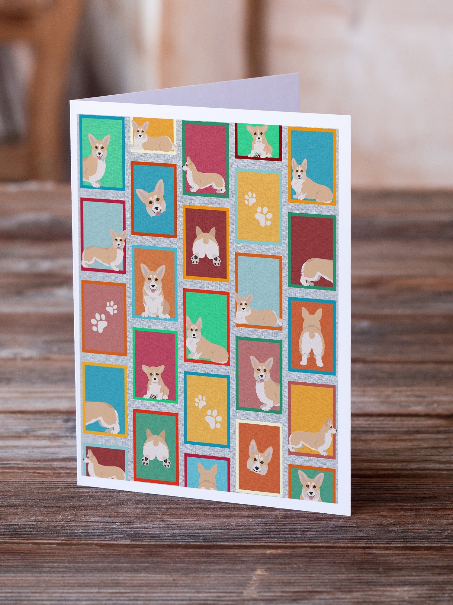 Lots of Fawn Pembroke Corgi Greeting Cards Pack of 8 Blank Cards with Envelopes Whimsical A7 Size 5x7