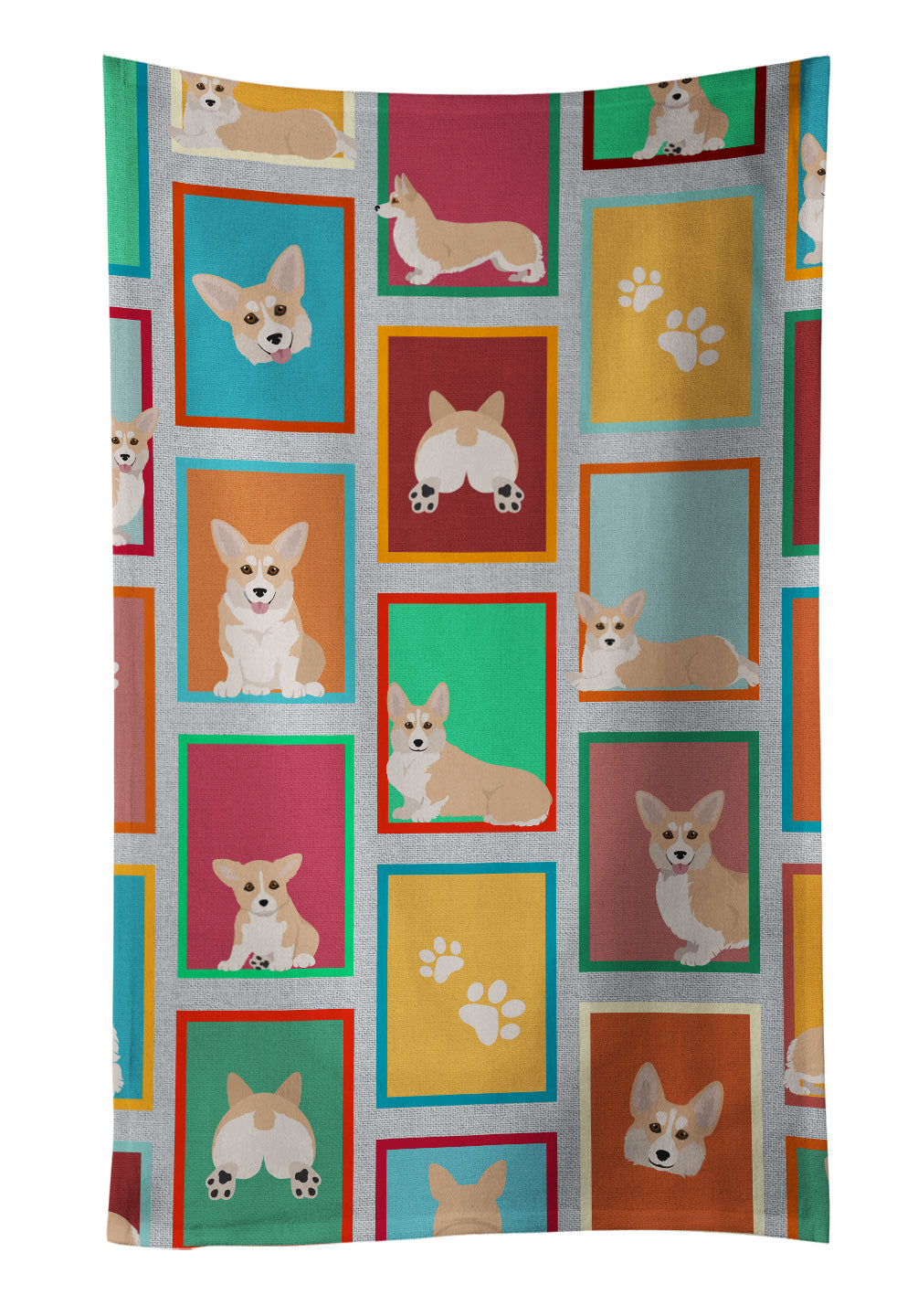 Lots of Fawn Pembroke Corgi Kitchen Towel Velour Plush Front and Cotton Loop Back Machine Washable
