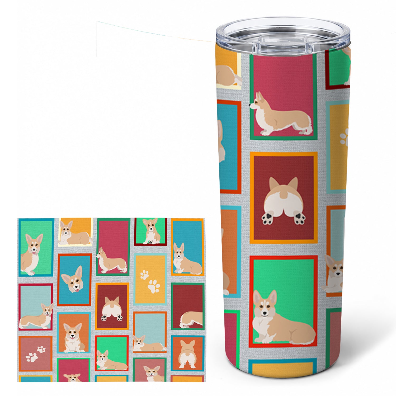 Lots of Fawn Pembroke Corgi Stainless Steel Skinny Tumbler 20 oz Vacuum Double Walled Reusable Insulated Travel Cup