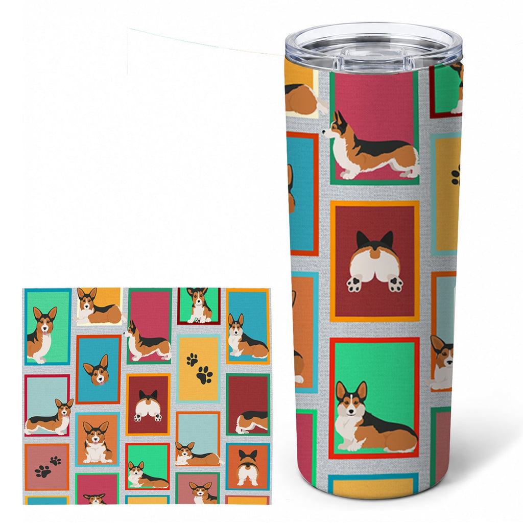 Lots of Sable Pembroke Corgi Stainless Steel Skinny Tumbler 20 oz Vacuum Double Walled Reusable Insulated Travel Cup