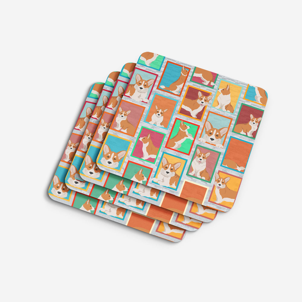 Lots of Red Cardigan Corgi Foam Coasters Set of 4 Cup Coasters for Indoor Outdoor, Tabletop Protection, Anti Slip, Mouse pad Material