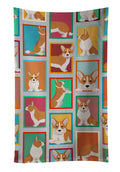 Lots of Red Cardigan Corgi Kitchen Towel Velour Plush Front and Cotton Loop Back Machine Washable