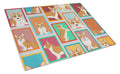 Lots of Red Cardigan Corgi Cutting Board Tempered Glass Kitchen Cutting Surface, Heat Resistant Chopping, Non-Slip Feet, Food Prep & Serving