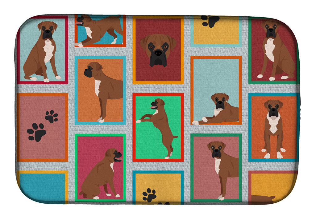 Lots of Black Face Boxer Dish Drying Mat Absorbent Dish Drying Mat Pad for Kitchen Counter Dish Drainer Mat for Countertop, 14 x 21", Multicolor