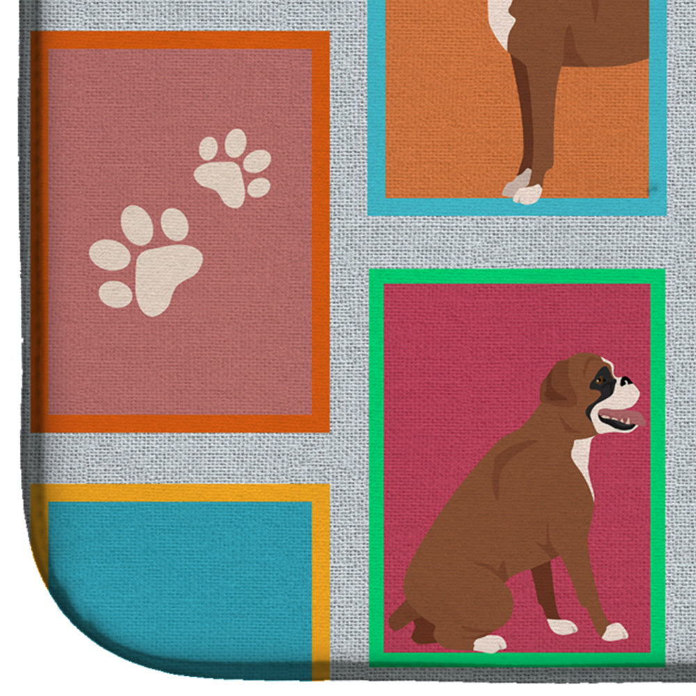 Lots of Flashy Fawn Boxer Dish Drying Mat Absorbent Dish Drying Mat Pad for Kitchen Counter Dish Drainer Mat for Countertop, 14 x 21", Multicolor