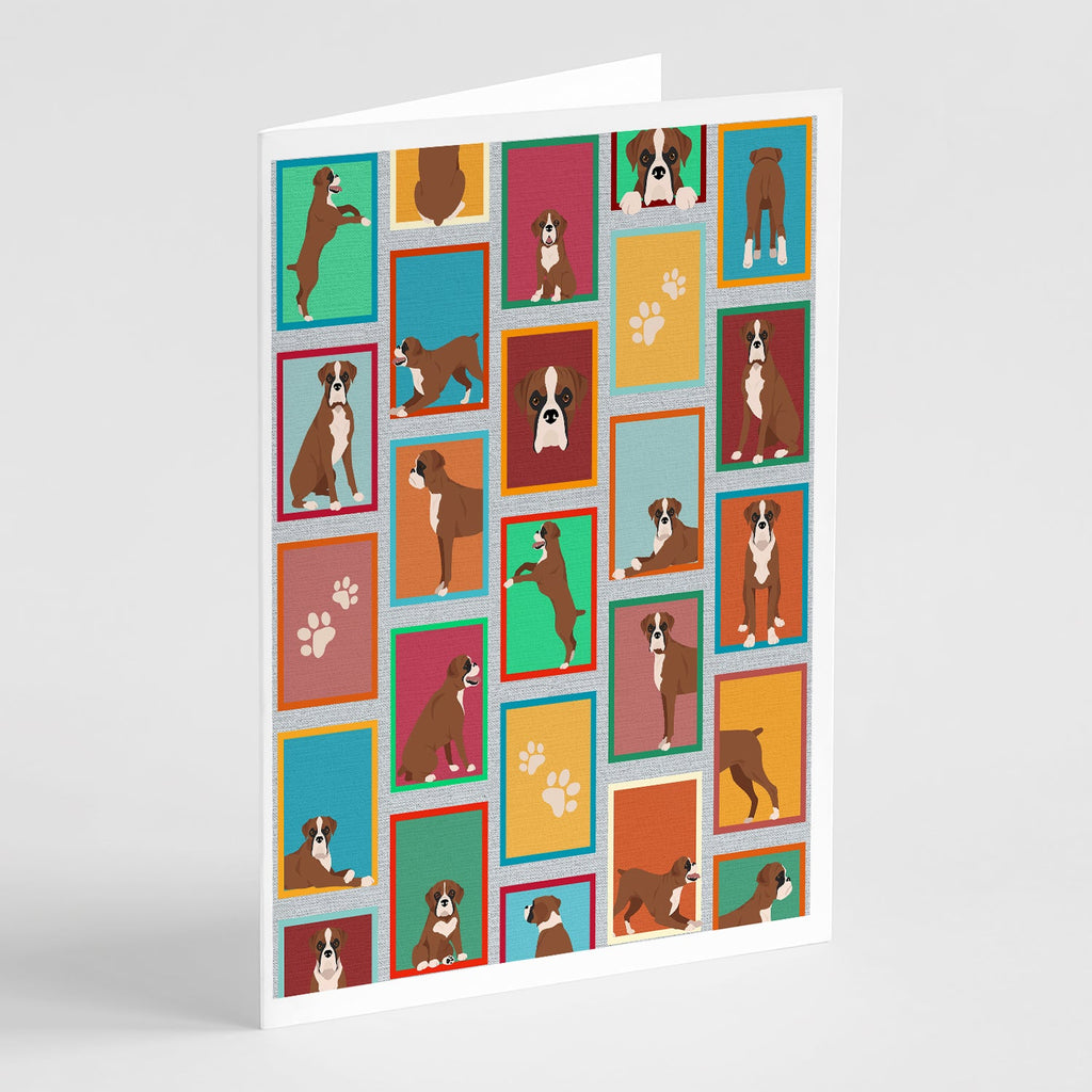 Lots of Flashy Fawn Boxer Greeting Cards Pack of 8 Blank Cards with Envelopes Whimsical A7 Size 5x7