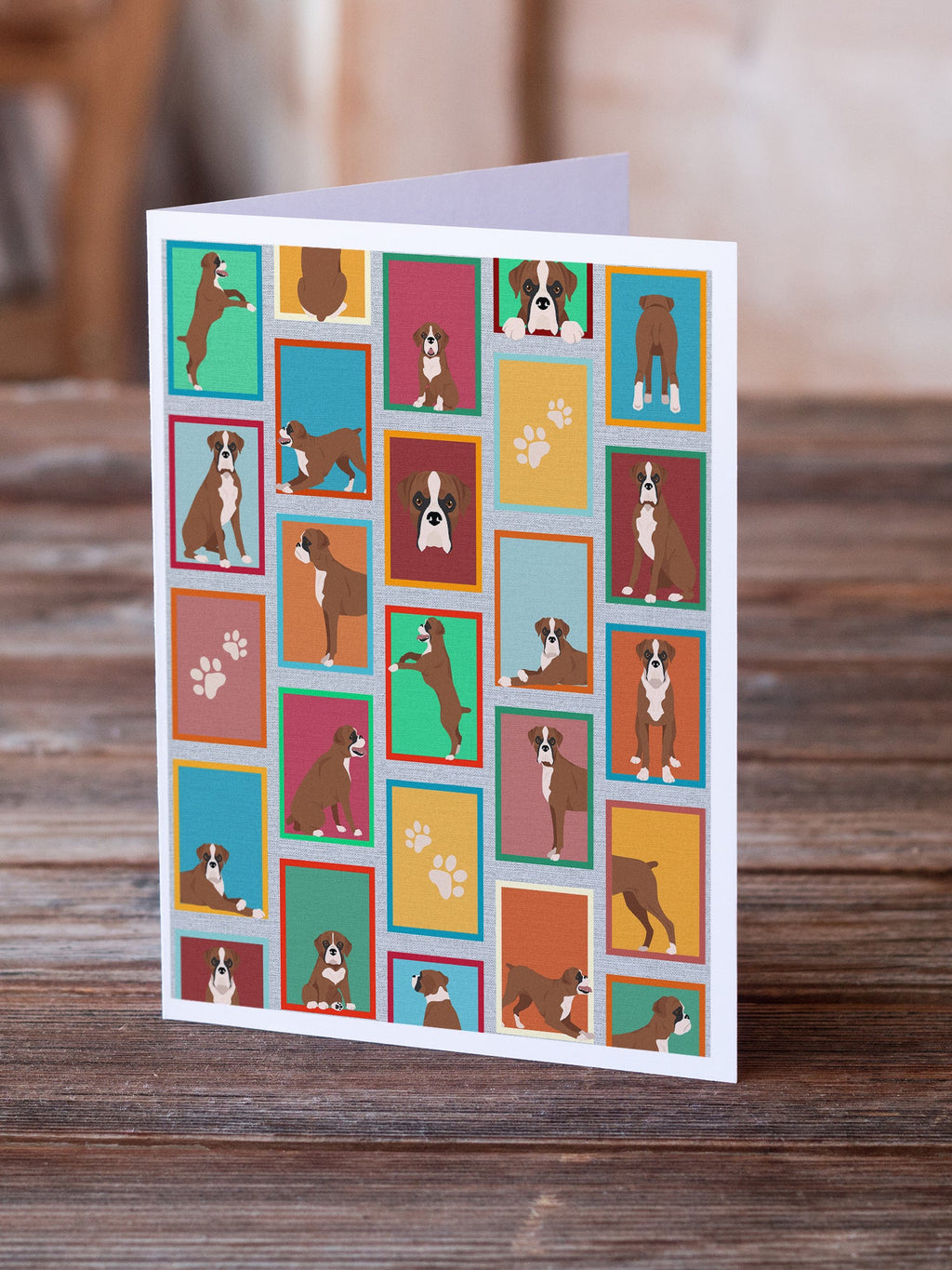 Lots of Flashy Fawn Boxer Greeting Cards Pack of 8 Blank Cards with Envelopes Whimsical A7 Size 5x7