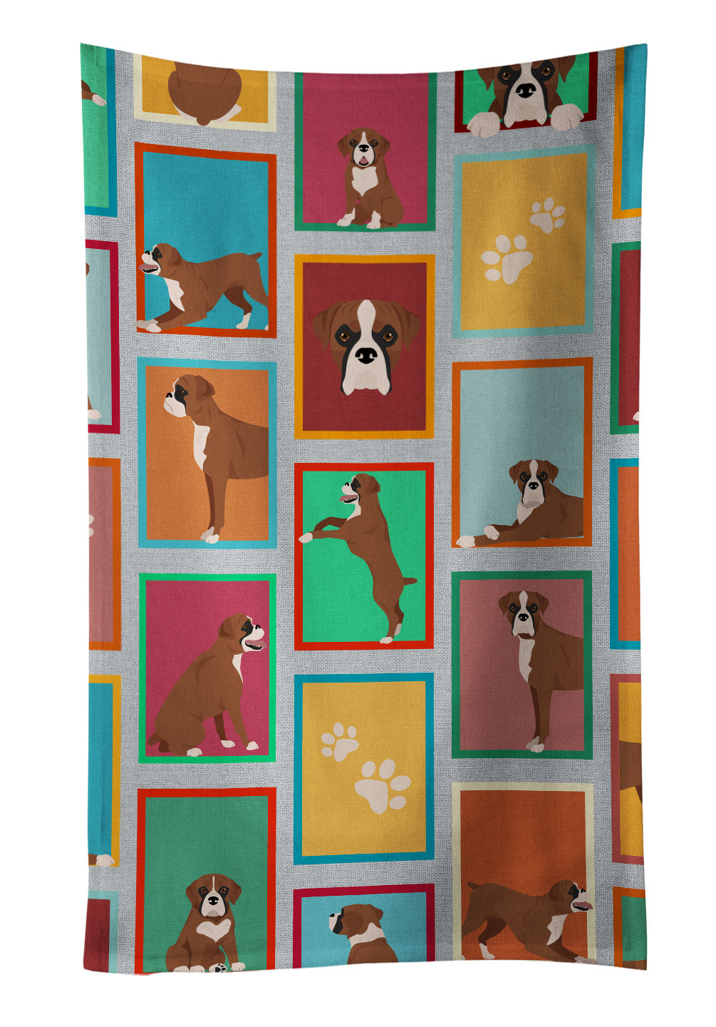 Lots of Flashy Fawn Boxer Kitchen Towel Velour Plush Front and Cotton Loop Back Machine Washable