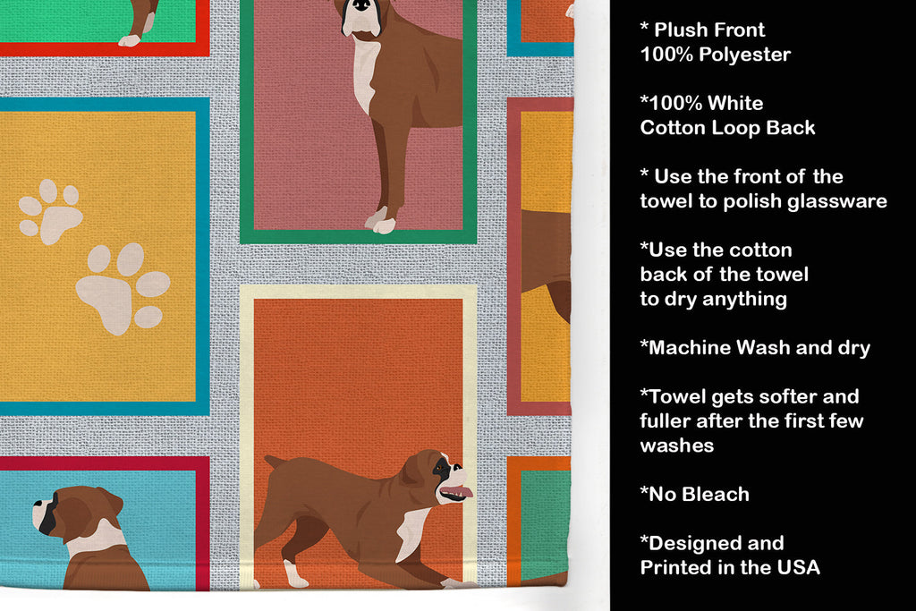Lots of Flashy Fawn Boxer Kitchen Towel Velour Plush Front and Cotton Loop Back Machine Washable