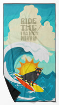 Surfer Dog Black Pit Bull Terrier Premium Beach Towel Oversized Towel Beach Blanket, Pool, Beach Essentials, Yoga, Premium Bath Towel, Quick Dry Plush