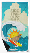 Surfer Dog Tan Pit Bull Terrier Premium Beach Towel Oversized Towel Beach Blanket, Pool, Beach Essentials, Yoga, Premium Bath Towel, Quick Dry Plush