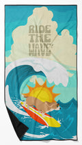 Surfer Dog Lemon Basset Hound Premium Beach Towel Oversized Towel Beach Blanket, Pool, Beach Essentials, Yoga, Premium Bath Towel, Quick Dry Plush