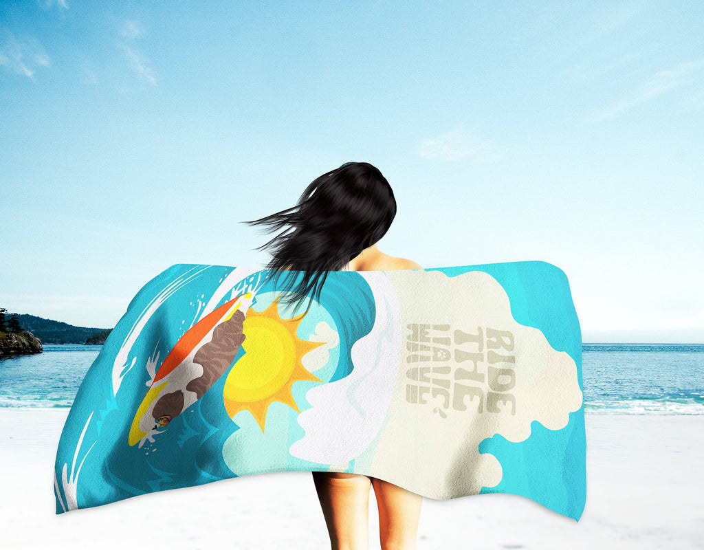 Surfer Dog Brindle English Bulldog Premium Beach Towel Oversized Towel Beach Blanket, Pool, Beach Essentials, Yoga, Premium Bath Towel, Quick Dry Plush